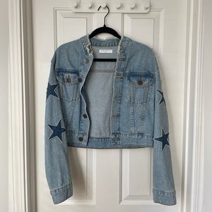 Sandro Denim Jean Jacket Cropped with Stars